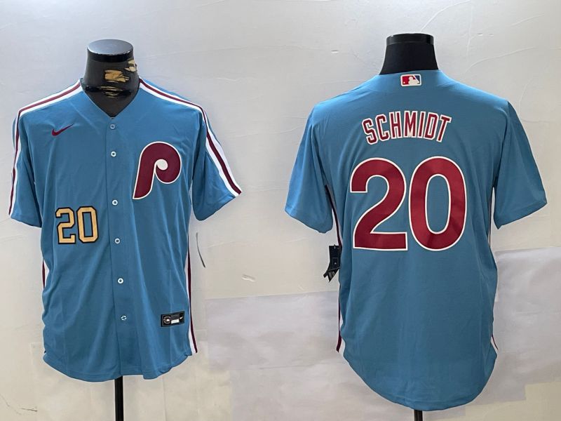 Men Philadelphia Phillies #20 Schmiot Blue Throwback Game 2024 Nike MLB Jersey style 3->philadelphia phillies->MLB Jersey
